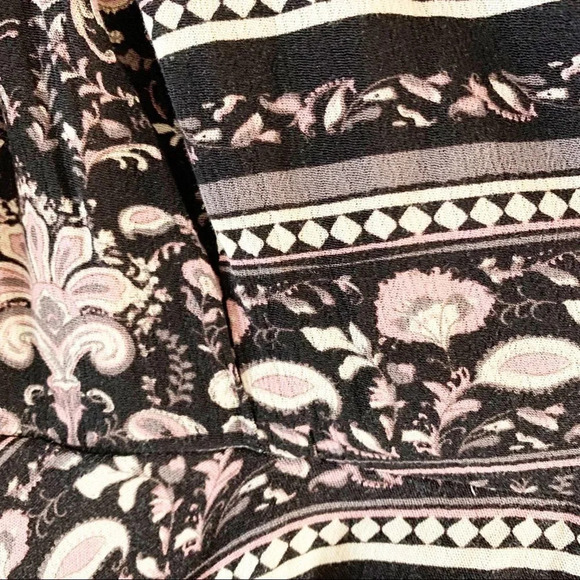 Altar’d State Long Sleeve Black Cream Pink Floral Swing Dress New Size Medium M - Picture 7 of 9